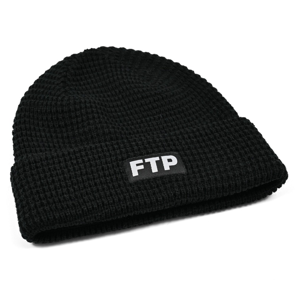 FTP fuckthepopulation - Waffle Knit Logo Beanie Black - NEW